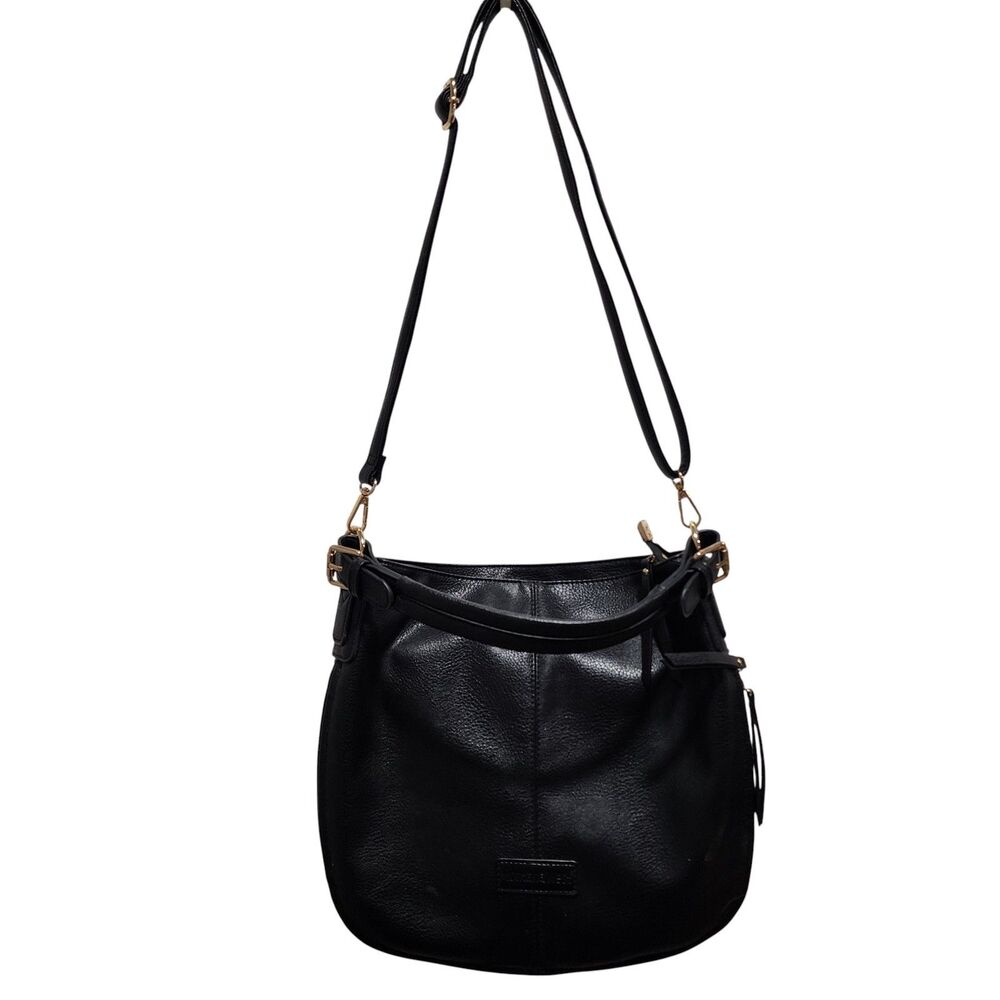 Montana West Black Faux Leather Crossbody Purse Western Gold Hardware